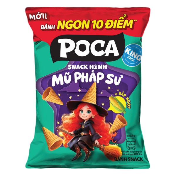 Snack Poca Hình Mũ Pháp Sư Vị Bắp Ngọt Gói 58G