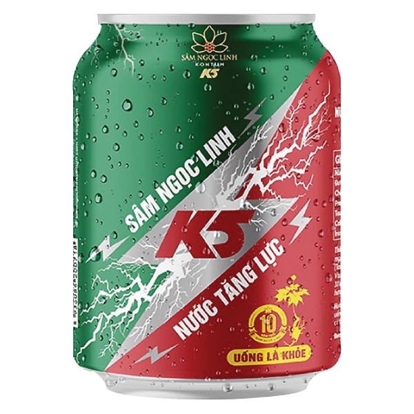 Nước Tăng Lực Sâm Ngọc Linh K5 Vị Nguyên Bản Lon 240Ml