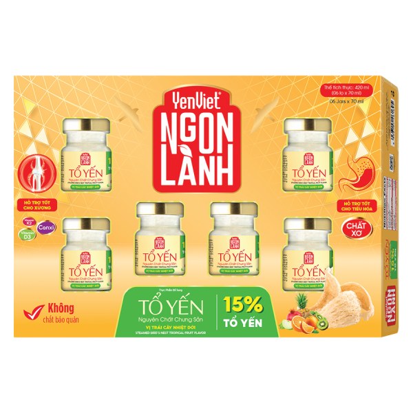 Hộp 6 Nước Yến Yến Việt Vị Trái Cây Nhiệt Đới 70Ml