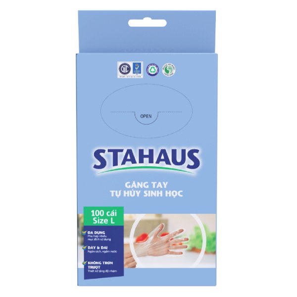 Găng Tay Tự Hủy Sinh Học Stahaus Size L Hộp 100 Cái