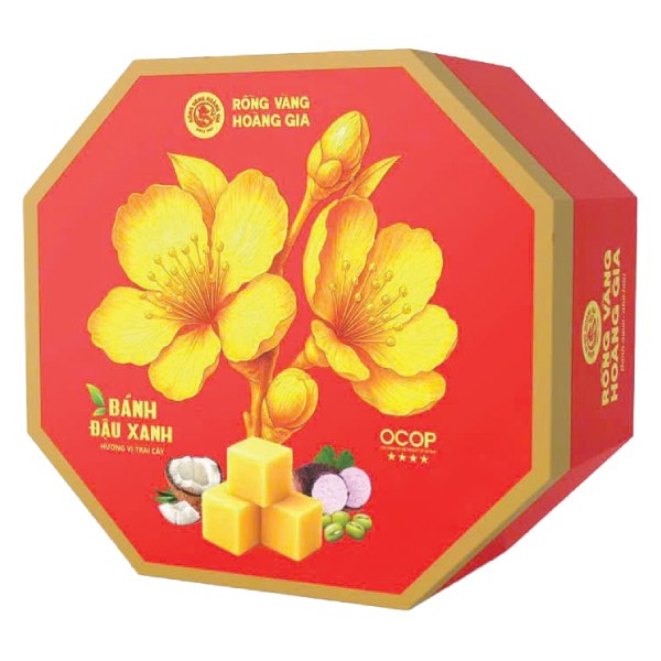 Bánh Đậu Xanh Rồng Vàng Hoàng Gia Hoa Đào Hộp 200G