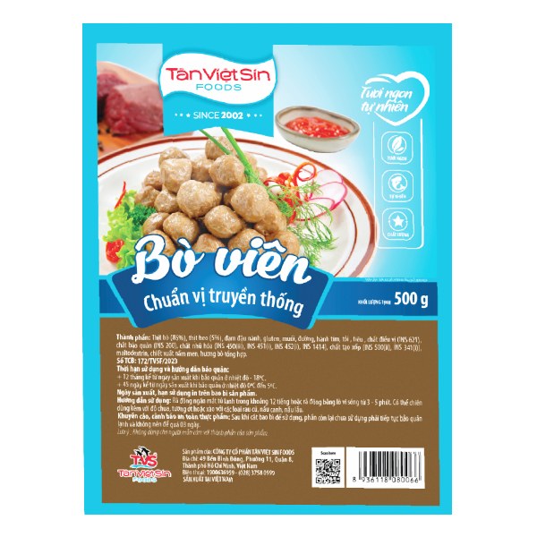 Bò Viên Tân Việt Sin Gói 500G