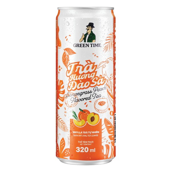 Trà Green Time Hương Đào Sả Lon 320Ml
