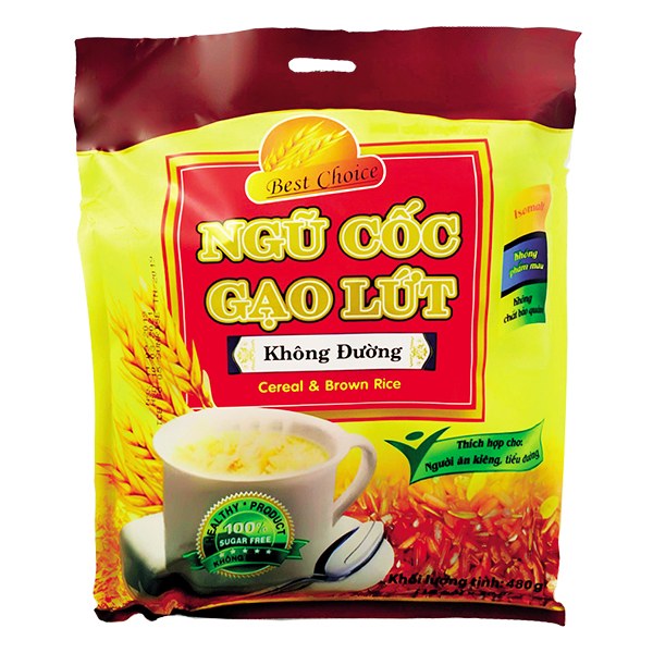 Bột Ngũ Cốc Best Choice Gạo Lứt Không Đường 16 gói*30G