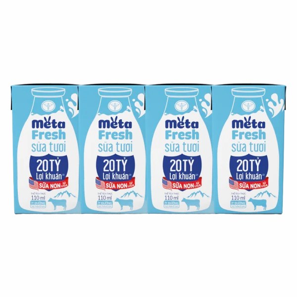 Lốc 4 Sữa Tươi Meta Fresh Lợi Khuẩn Hộp 110Ml