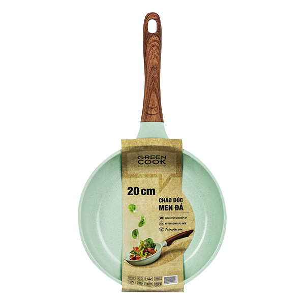 Chảo Đúc Tráng Men Green Cook Xanh Ngọc GCP06-20IH 20Cm