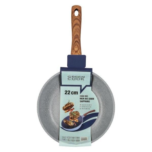 Chảo Đúc Đáy Từ Sâu Lòng Men Đá Xanh Sapphire 22Cm