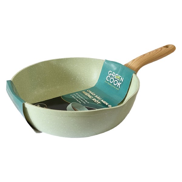 Chảo Sâu Men Đá Miệng Rót Greencook GCP231-20IH 20Cm