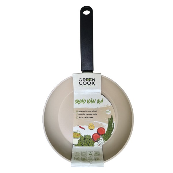 Chảo Vân Đá Đáy Từ Green Cook GCP224-20IH 20Cm