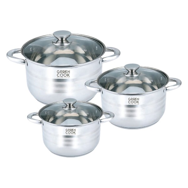 Bộ 3 Nồi 5 Đáy Inox 201 Green Cook GCS251-T1