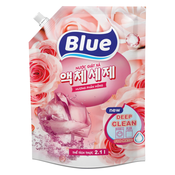 Nước Giặt Blue Deep Clean Hương Phấn Hồng Túi 2.1L
