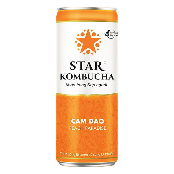 Thức Uống Lên Men Star Kombucha Cam Đào Lon 250Ml