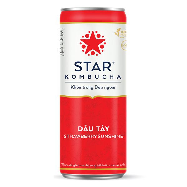 Thức Uống Lên Men Star Kombucha Dâu Tây Lon 250Ml