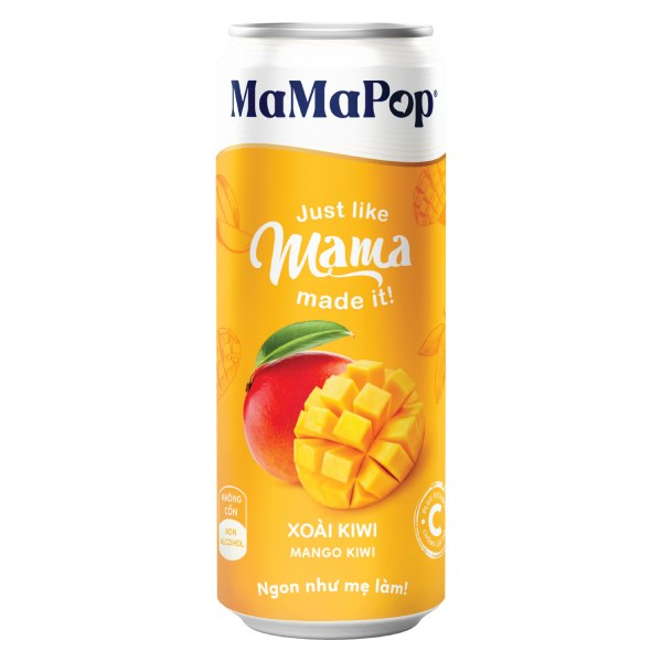 Nước Trái Cây Sparkling Mamapop Vị Xoài Kiwi Lon 330Ml