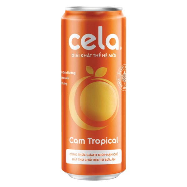 Nước Giải Khát Có Cela Cam Tropical Lon 320Ml