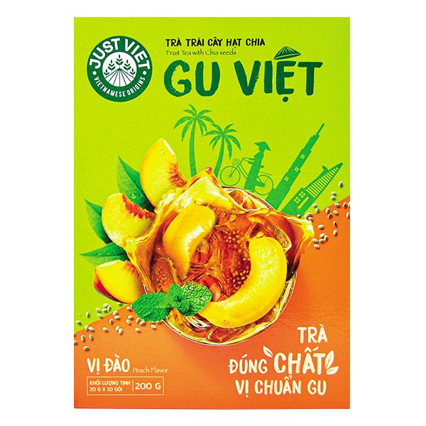 Trà Trái Cây Hạt Chia Gu Việt Vị Đào Hộp 200G