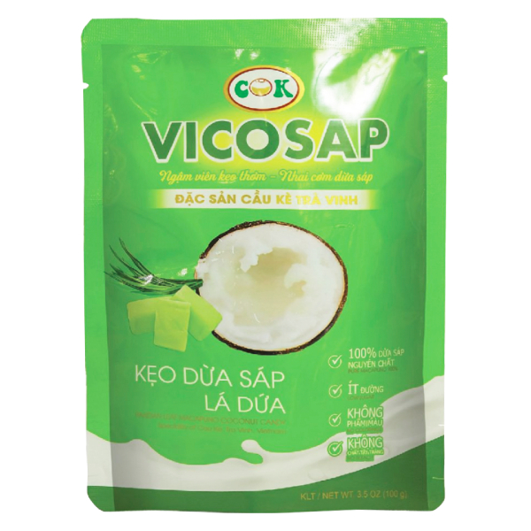 Kẹo Dừa Sáp Vicosap Vị Lá Dứa Gói 100G