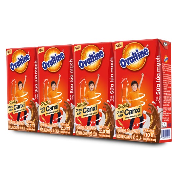 Lốc 4 Sữa Tươi Tiệt Trùng Ovaltine Canxi Hộp 110Ml