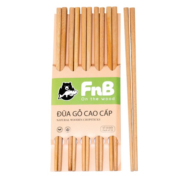 Vỉ 10 Đôi Đũa Gỗ Cẩm Vàng Cao Cấp Thanh Tú