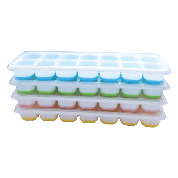 Khay Đá Silicon 12 Viên Có Nắp Hồng