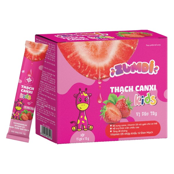 Thạch Canxi Zumdi Dâu Tây 15 Gói*15G