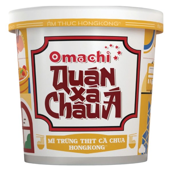 Mì Omachi Quán Xá Châu Á Trứng Thịt Cà Chua HongKong Ly 104G