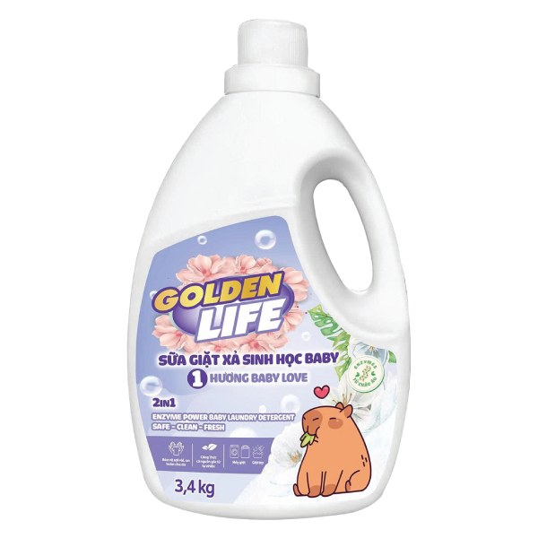 Sữa Giặt Xả Sinh Học Golden Life Baby Love Bình 3.4Kg