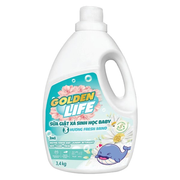 Sữa Giặt Xả Sinh Học Golden Life Fresh Mind Bình 3.4Kg