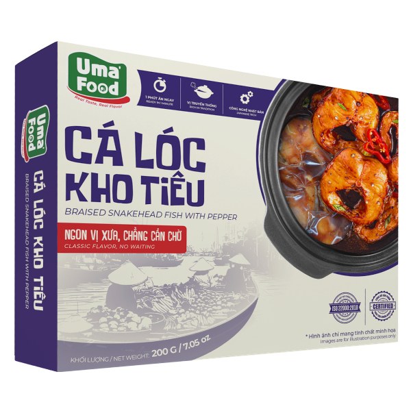 Cá Lóc Kho Tiêu Ăn Liền Uma' Food Hộp 200G