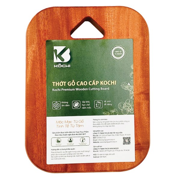 Thớt Gỗ Xà Cừ Kochi Chữ Nhật 16*22Cm