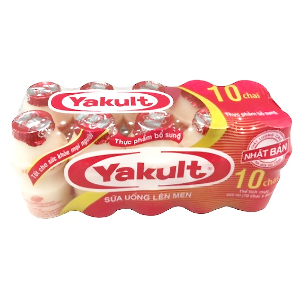 Lốc 10 Sữa Chua Uống Men Sống Yakult Tự Nhiên Chai Nhựa 65Ml