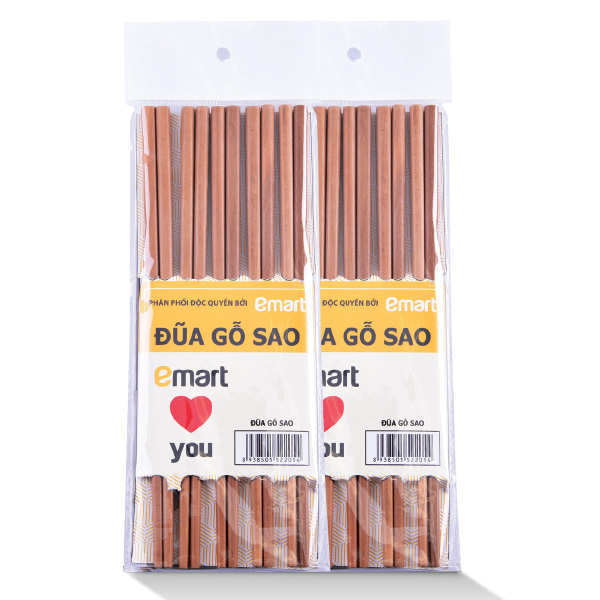 Vỉ 10 Đôi Đũa Gỗ Sao Emart