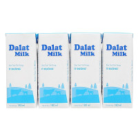Lốc 4 Sữa Tươi Tiệt Trùng Dalat Milk Ít Đường Hộp 180M