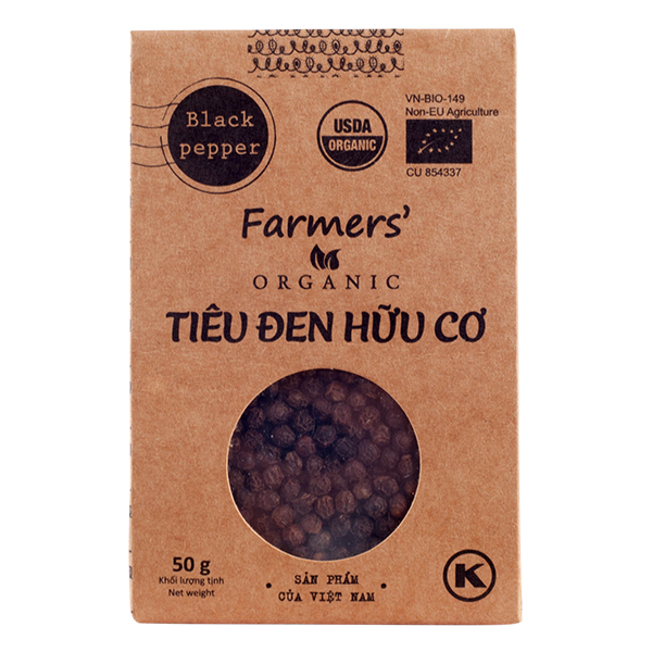 Tiêu Đen Hữu Cơ Farmer's Organic Túi 50G