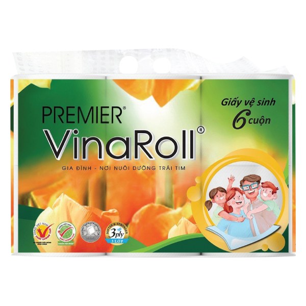 Lốc 6 Cuộn Giấy Vệ Sinh Vinaroll Premier Không Lõi