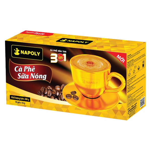 Cà Phê Sữa Nóng Napoly 3in1 Hộp 18 Gói*16G