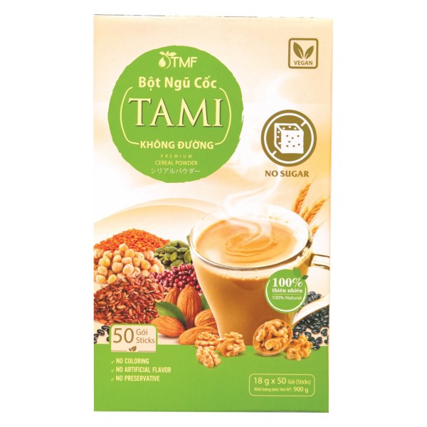 Bột Ngũ Cốc Tami Không Đường Hộp 50 Gói 18G