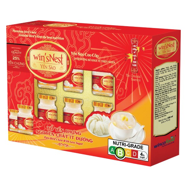 Hộp 6 Nước Yến Winsnest Ít Đường 25% 70Ml