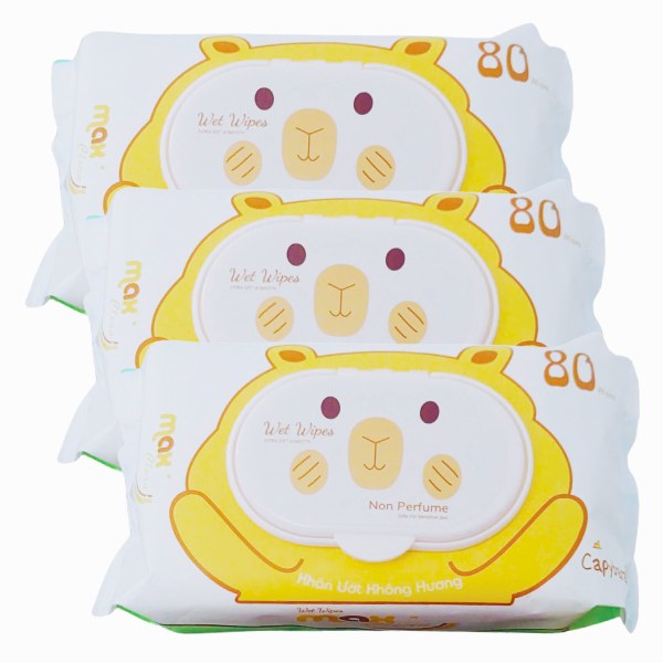 Lô 2+1 Khăn Ướt Max Clean Không Mùi 80 Tờ