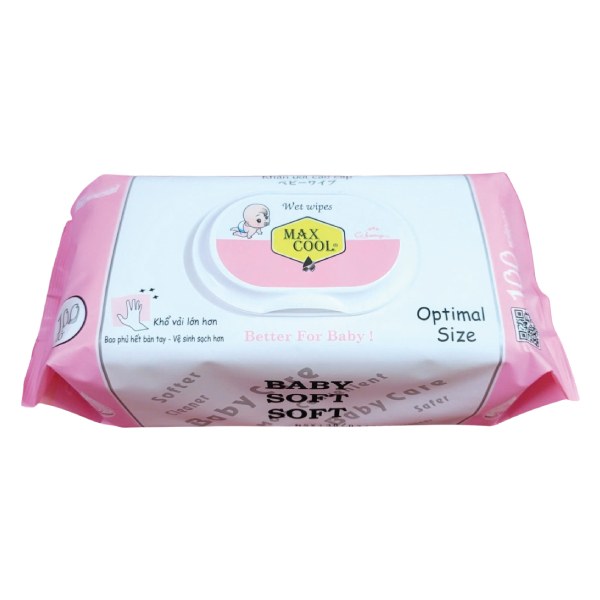 Khăn Ướt Max Cool Optimal Size Có Mùi 100 Tờ