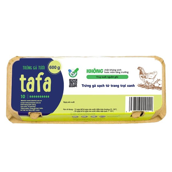 Hộp 10 Trứng Gà Tươi Tafa 600G
