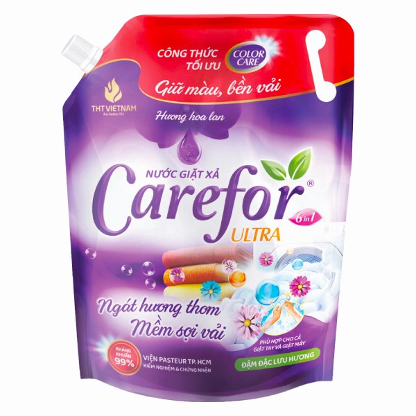 Nước Giặt Xả Carefor 6IN1 Hương Hoa Lan Túi 3.6L