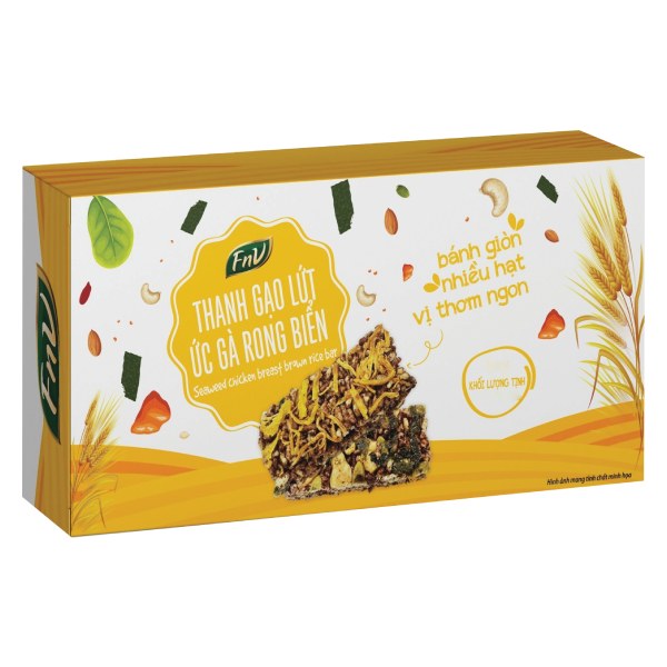 Thanh Gạo Lứt FnV Ức Gà Rong Biển Hộp 72G