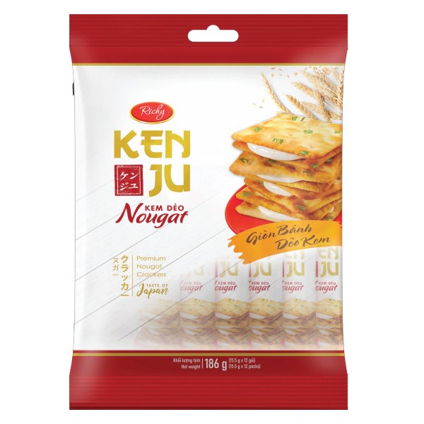 Bánh Quy Richy Kenju Nougat Nhân Kem Dẻo Gói 186G