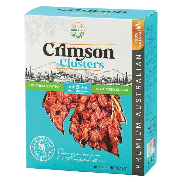 Nho Khô Nguyên Cành Úc Crimson Hộp 450G