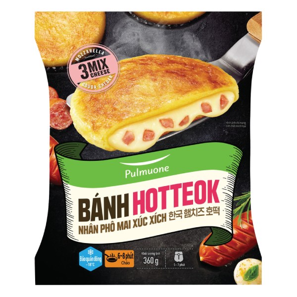 Bánh Hotteok Pulmuone Nhân Phô Mai Xúc Xích 360G