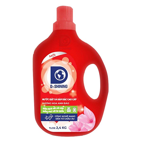 Nước Giặt Xả D-Shining Đậm Đặc Hương Hoa Anh Đào Bình 2.4Kg