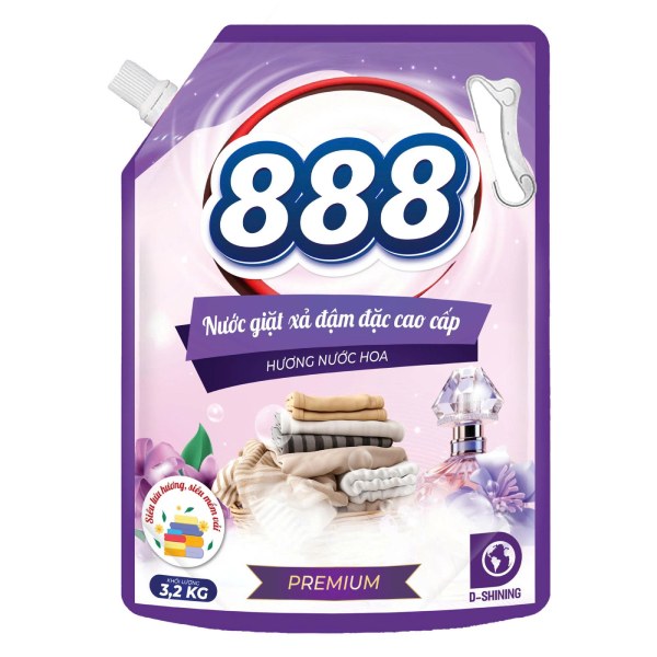 Nước Giặt Xả 888 Hương Nước Hoa Premium Túi 3.2Kg