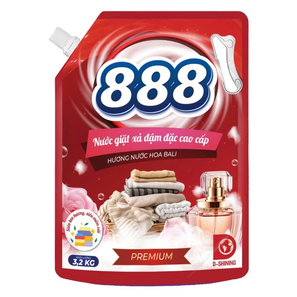 Nước Giặt Xả 888 Hương Nước Hoa Bali Túi 3.2Kg