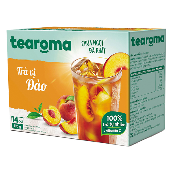 Trà Tearoma Hòa Tan Vị Đào Hộp 14 Gói*14G